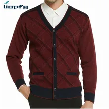 2017 New Large Size Wool Winter Men Sweater Male Thick Warm Cardigan Men Knitted V-Neck Sweater Comfortable PQ076