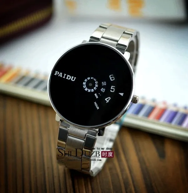 New Fashion Paidu Good Quality Men Women Unisex Lady Girl Funny Wheel Black White Dial Quartz Wrist Watch Wristwatch Hour