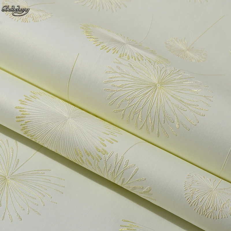 

beibehang Pressure three - dimensional non - woven warm bedroom full of luxurious Korean pastoral dandelion wallpaper