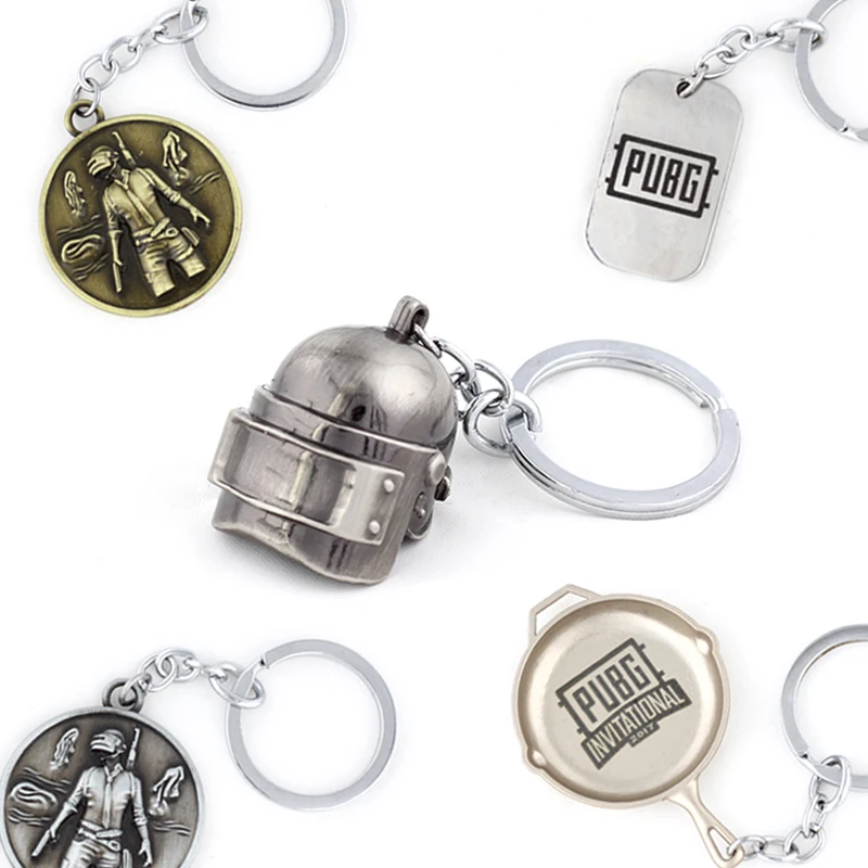 

STG Game Playerunknown's Battlegrounds Helmet Pans Weapon Model Beads Chain Pendant Necklace PUBG INVITATIONAL Logo Keychain