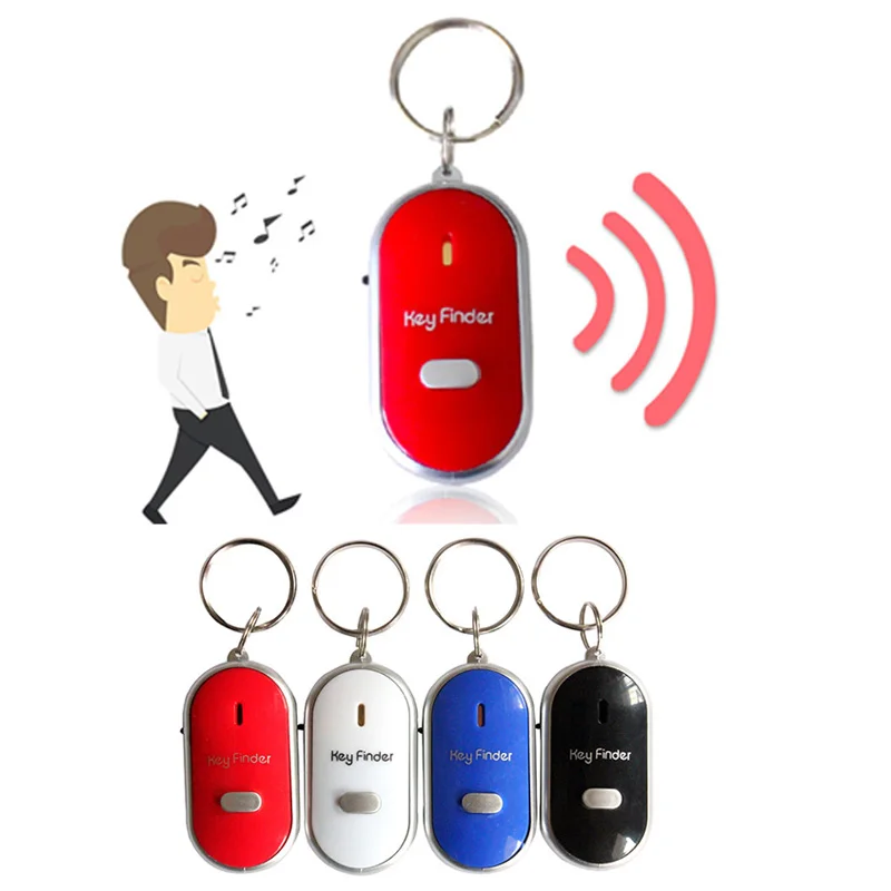 

Creative Voice Control Whistle Finder Keychain Audio Sensor Alarm Flash Electronic Key Ring Key LED Gift Key Chain Trinket D2435