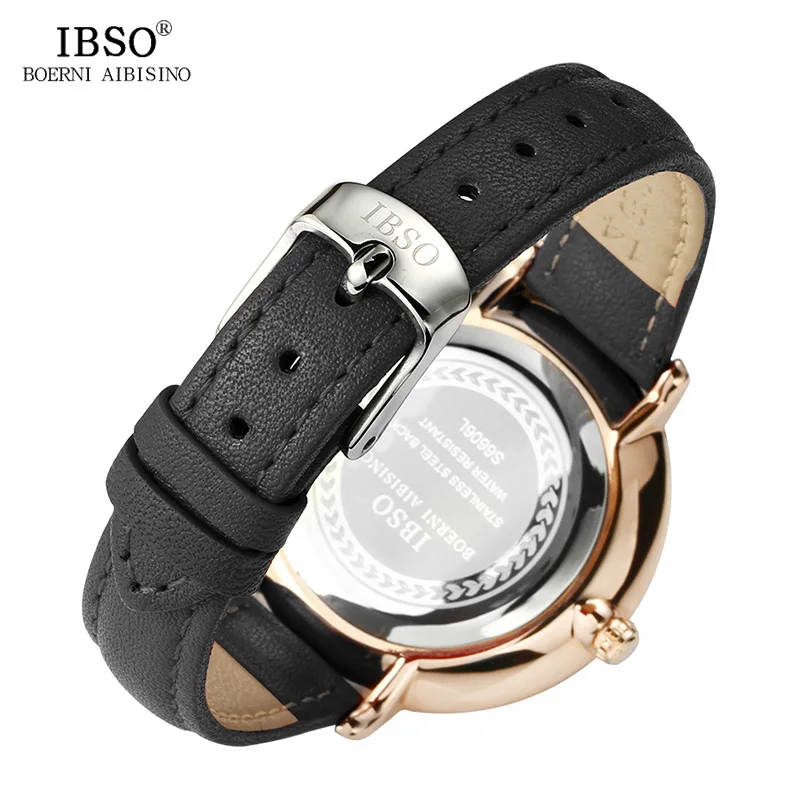 IBSO, простые наручные часы для женщин, люксовый бренд, женские кварцевые часы, Reloj Mujer,, модные кожаные часы, подарок для женщин#6606
