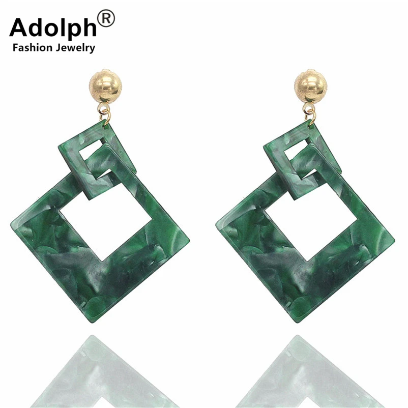 

ADOLPH Star Jewelry Geometry Acetate Plate Statement Stud Earring 2018 New Woman Fashion Long Cheap Earrings Female Accessories
