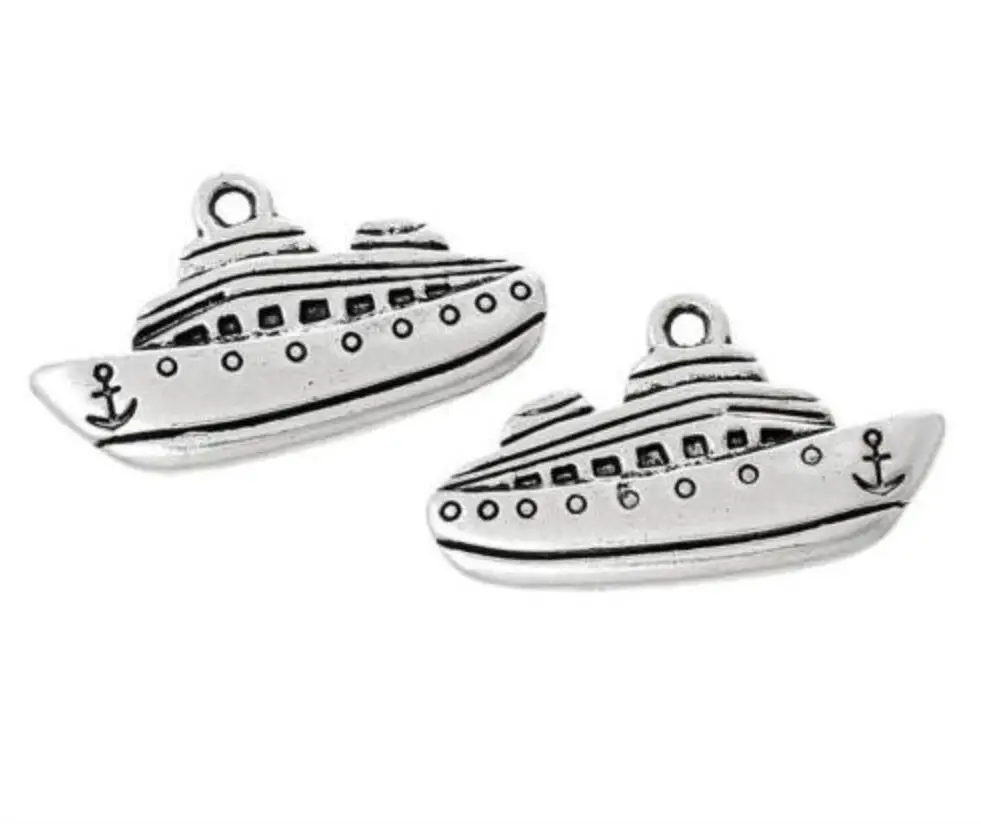 

Cruises Boat Design Charms Pendant For Jewelry Making Bracelet Necklace Earrings Keychain Retro Silver Accessories 25X15mm