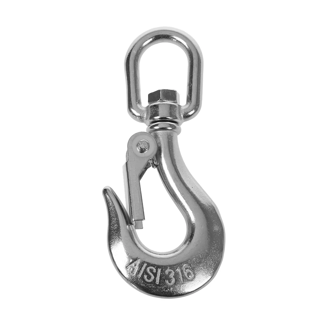 

150 KGS Swivel Eye Lifting Silver Tone Hook w Latch