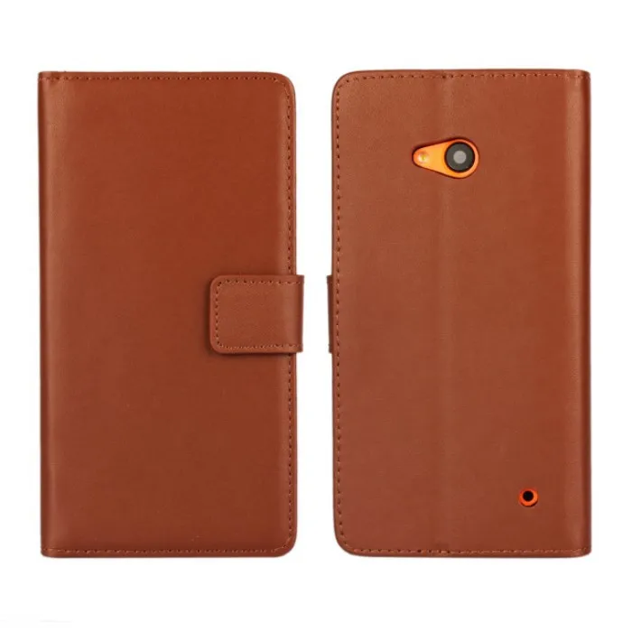 Высококачественный чехол-бумажник из натуральной кожи в виде книжки для microsoft Lumia 640 11 цветов с держателем для карт - Цвет: Коричневый