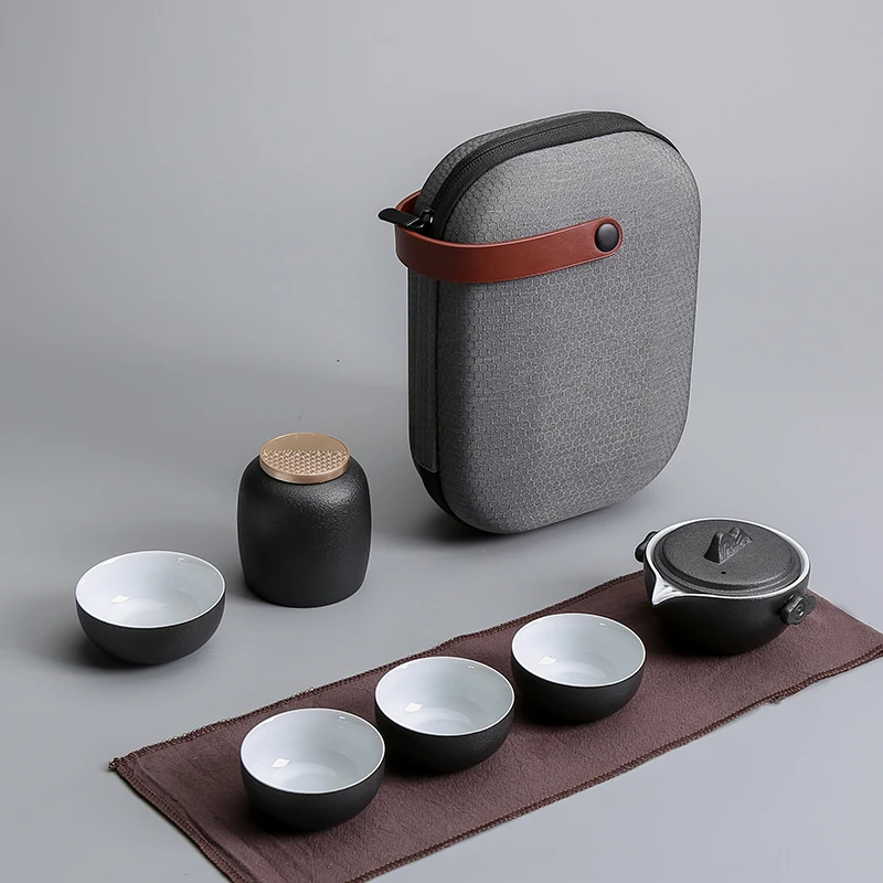Простой дорожный чайный набор, портативный чайный набор кунг-фу, керамический стеклянный фильтр, чайный горшок, бытовой керамический горшок, белый porcelana chinesa - Цвет: Сливовый