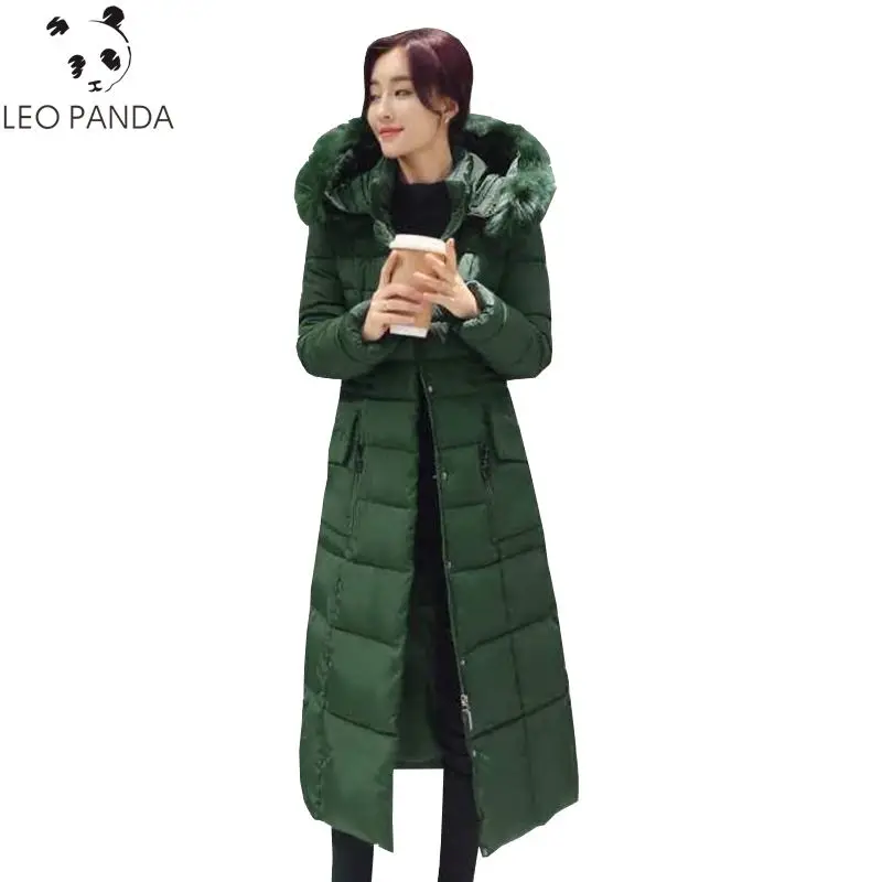 

New Winter Ladies Down Cotton Jackets 2018 Fashion Long Thickening Warm Padded Parkas Hooded Slim Big Yards Women Coats LXT731