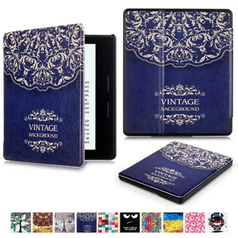 

New Colored drawing  European style pu Leather Case Cover capa para for Amazon Kindle Oasis 6 inch Tablet PC Case