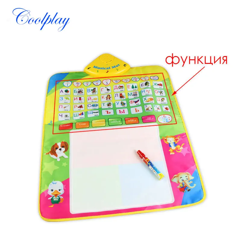 

COOLPLAY Russian Alphabet Water Drawing Musical Mat & 1 Magic Pen Reusable Painting Board Play Music Mat Baby Toys