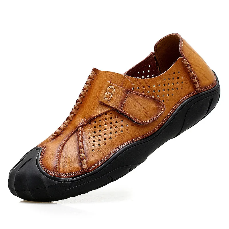 Nice Natural Leather Men Shoes Casual Breathable Summer