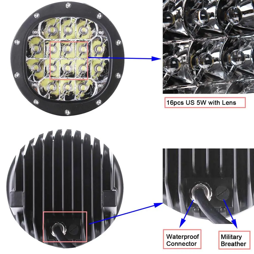80w led work light high bright 80w led driving light spot led work light flood led driving light 5inch off-road light 5inch auto car offroad suv truck 4x4 4wd atv motorcycle utv newest working lamp 12v (3)
