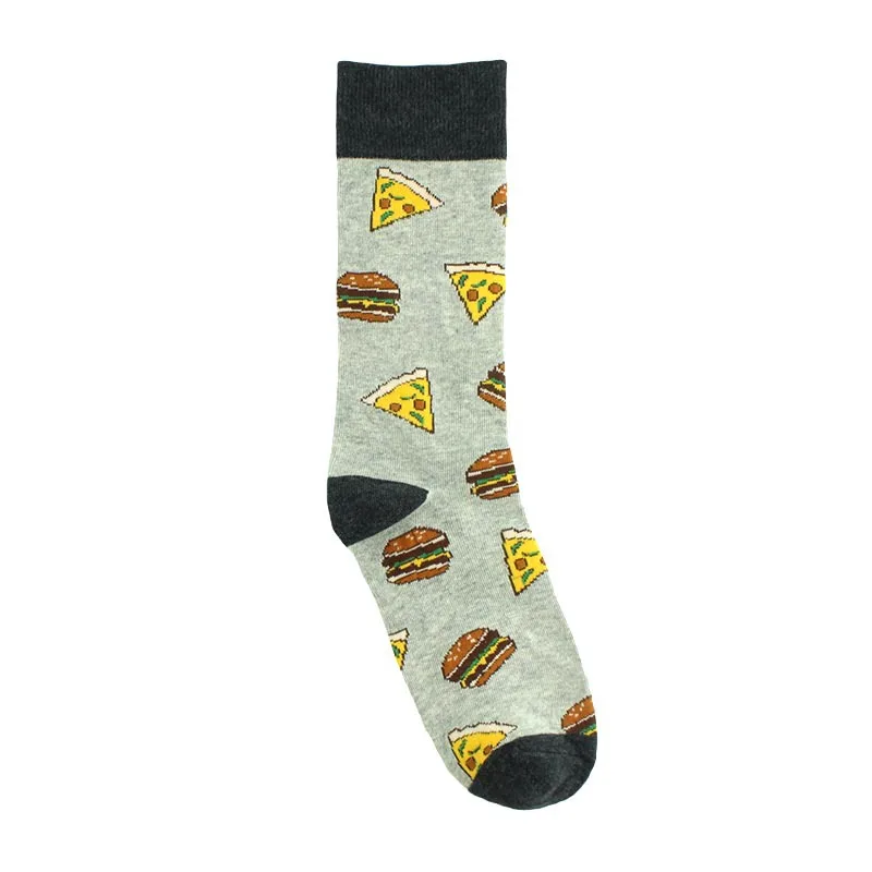 Cool Men Happy Cotton Socks Food burger volcano medical pattern men's socks Creative Hip Hop Socks Colorful Funny Unisex Socks - Color: 6
