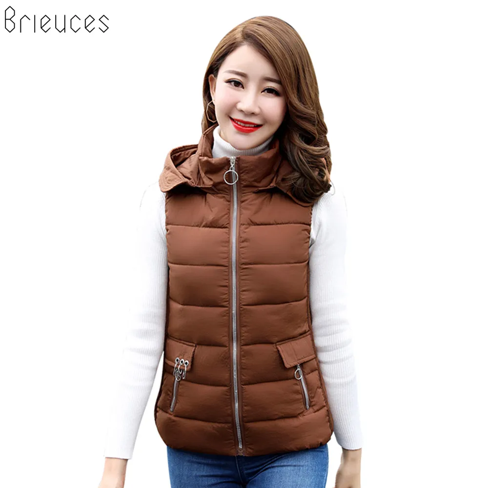 b Autumn Winter Vest Women Waistcoat 2018 New Female Sleeveless Jacket Hooded Warm Long Vest Jacket Colete Feminino