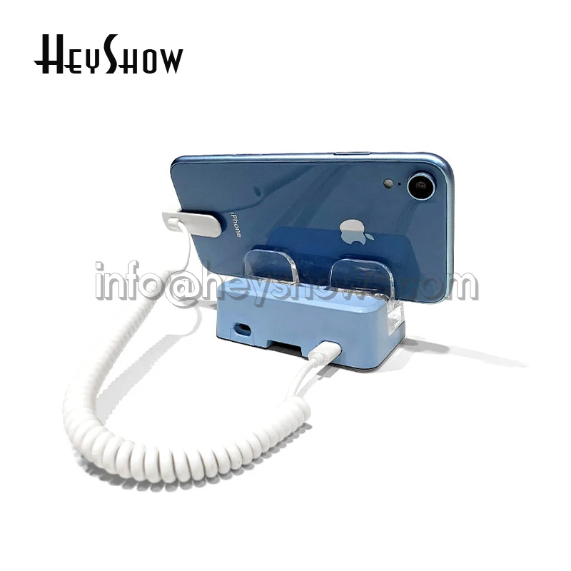 elderly sos alarm 2 Ports Mobile Phone Security Stand Acrylic Cellphone Anti Theft Holder Blue Smartphone Display Alarm System For Apple Store ring keypad siren Alarms & Sensors