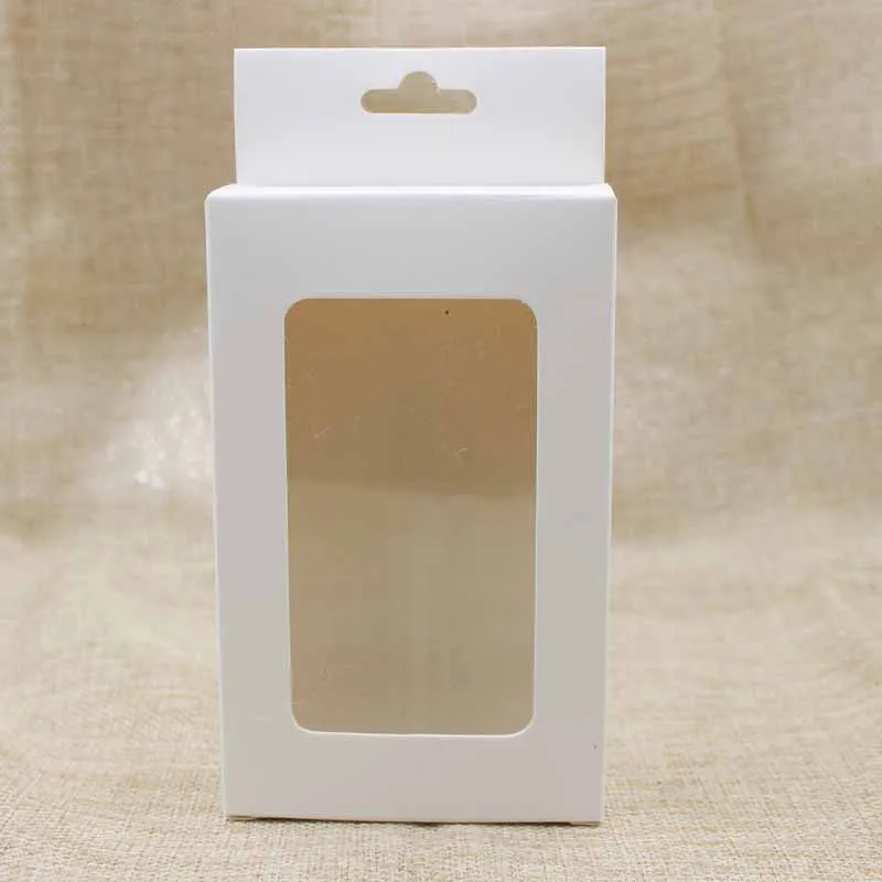50 шт. в партии белый/черный/крафт-бумага вешалка окно коробка для продуктов/сувениры дисплей популярный картонный чехол для телефона коробки посылка - Цвет: white
