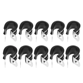 

10pcs Stainless Steel P Clip Bracket Wire Cable Hose Pipe Clips 12mm Rubber Coated P Clamps