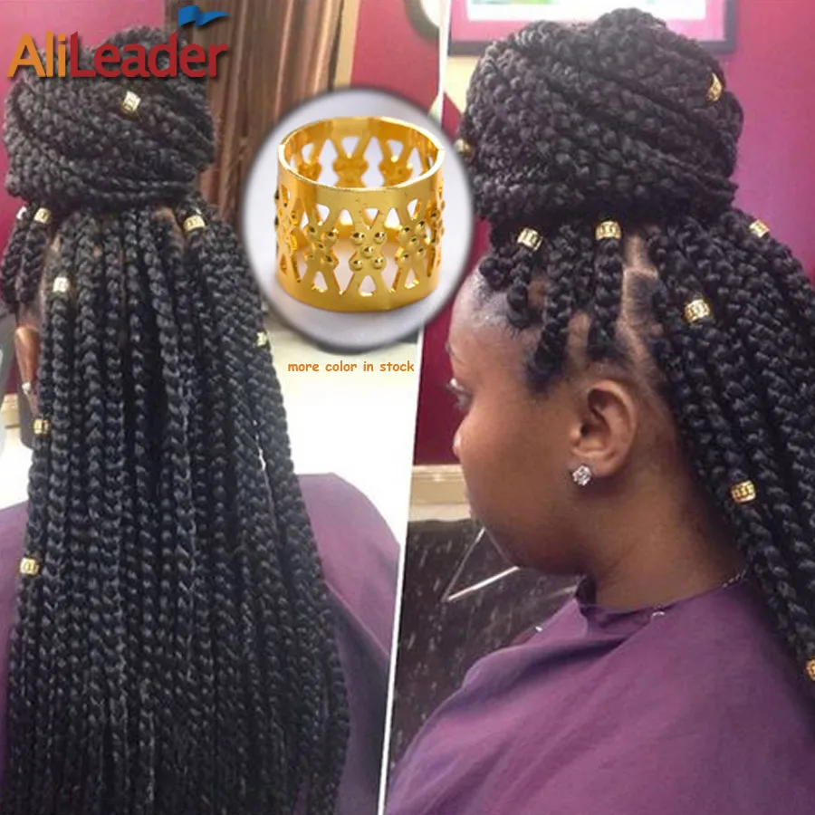 100Pcs Mixed Silver Golden Pink Red Blue Plated Braid Hair Beads