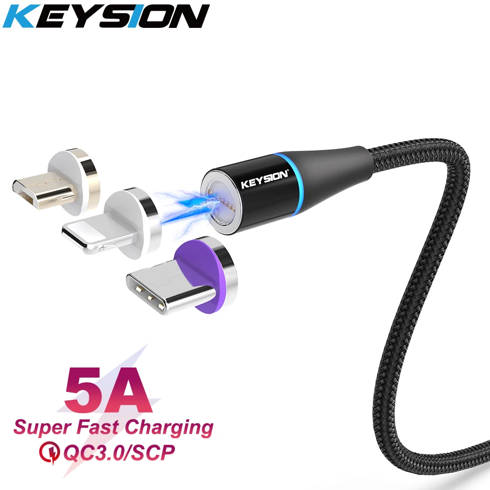 KEYSION 5A Магнитный кабель для iPhone type C Магнитный зарядный кабель Micro USB C для huawei Xiaomi телефонный кабель