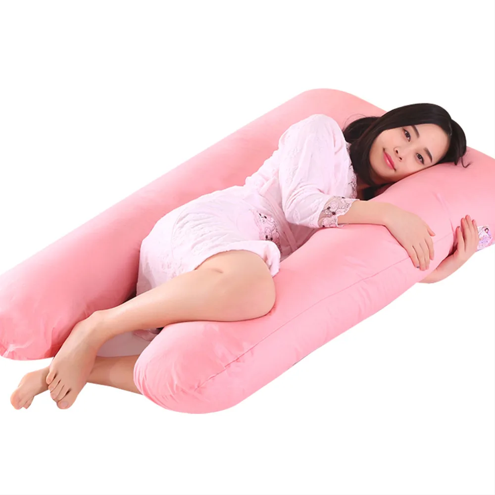 

Monily Solid Color U Shape Pregnancy Pillow Oversized Comfort Body Full Support Maternity Throw Sleeping Travel Pillow Cover