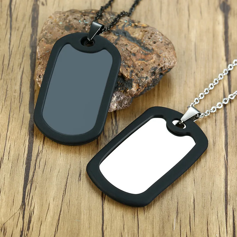 

ZORCVENS 2019 New Punk Dog Tags Pendant Necklaces Men Jewelry Gifts Stainless Steel Long Chain Military Army Style