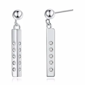 

2019 Silver Color High Polished best Earrings Paved with White AAA Austrian Cubic Zirconia for Wedding or Party Jewelry PTEE042