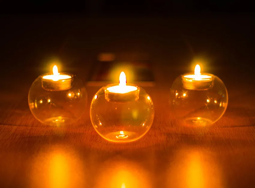 Round Crystal Glass Candle Holder Wedding Xmas Party Dinner Decor Candlestick
