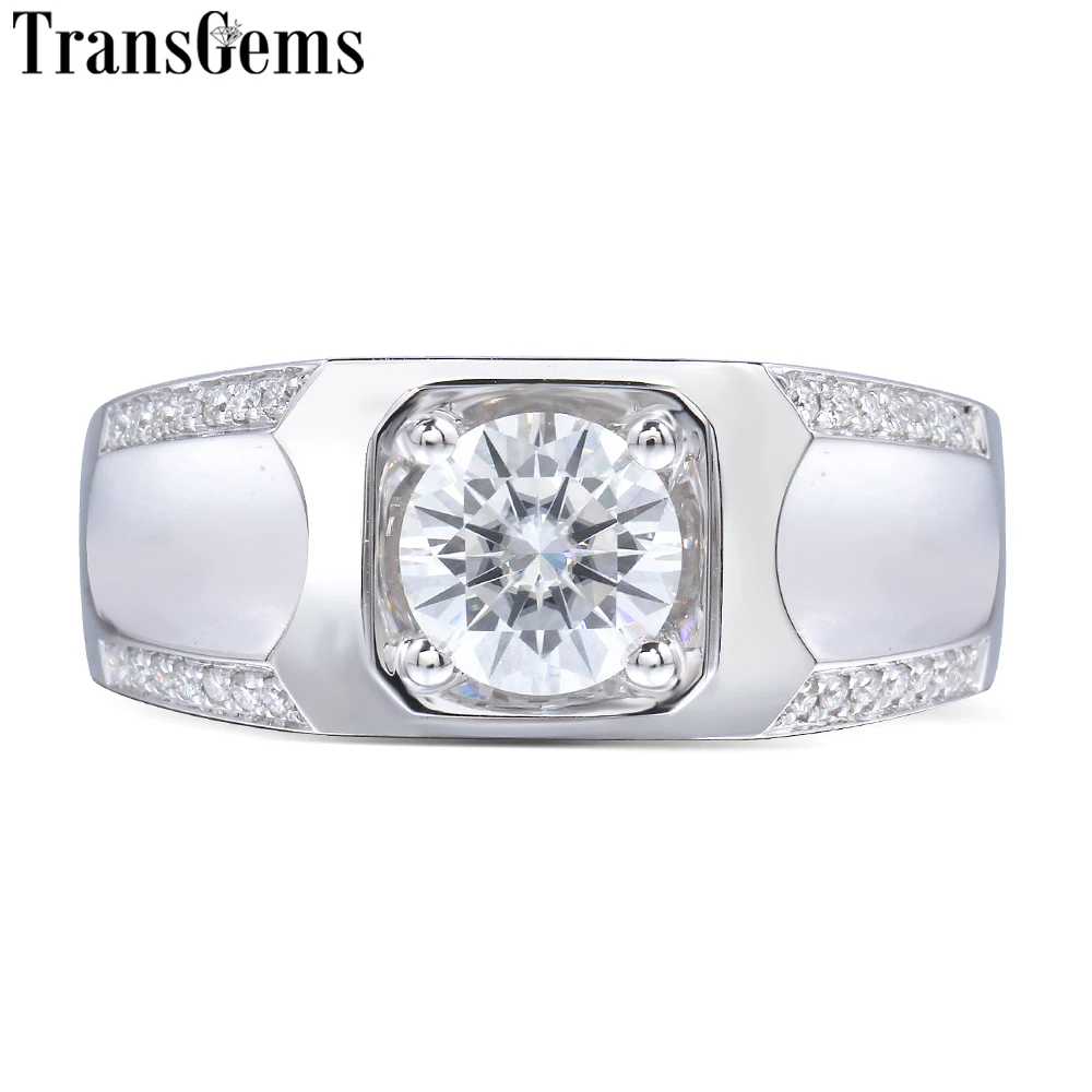 

Transgems Genuine 14k White Gold 1 Ct DEColor Test Positive Engagement Wedding Lab Grown Moissanite Diamond Ring