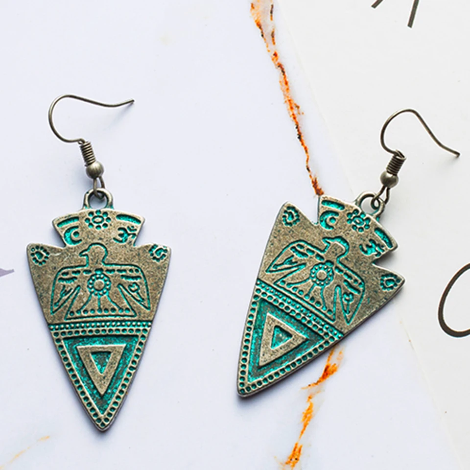2018 Retro water drop indian earrings jewelry Vintage ethnic boho geometric hanging earrings for women earings earing brincos - Image 4