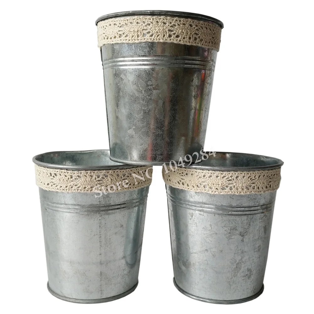 Vintage Nostalgia D10.5*H11CM Wholesale Metal Planter garden bucket tin
