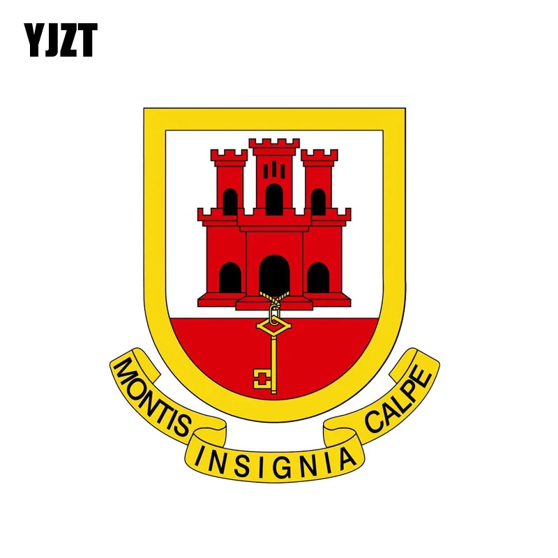 

YJZT 10.8CM*12.2CM Car Gibraltar Flag Coat Of Arms Sticker Car Window Body Creative Decal 6-2089