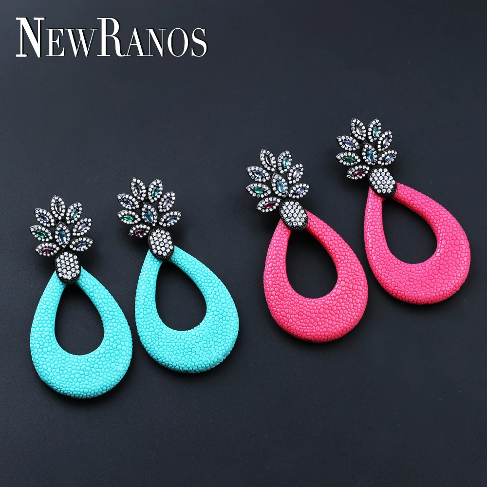 

Newranos Bohemia Drop Earrings Water Drop Dangle Earrings Paved Zirconias Elegant Crystal Earrings fr Women Jewlery EFX0011284