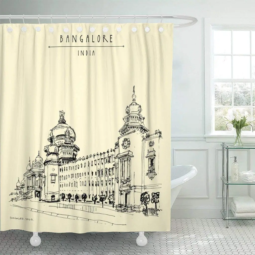 Shower Curtain with Hooks City Bangalore Bengaluru Karnataka India