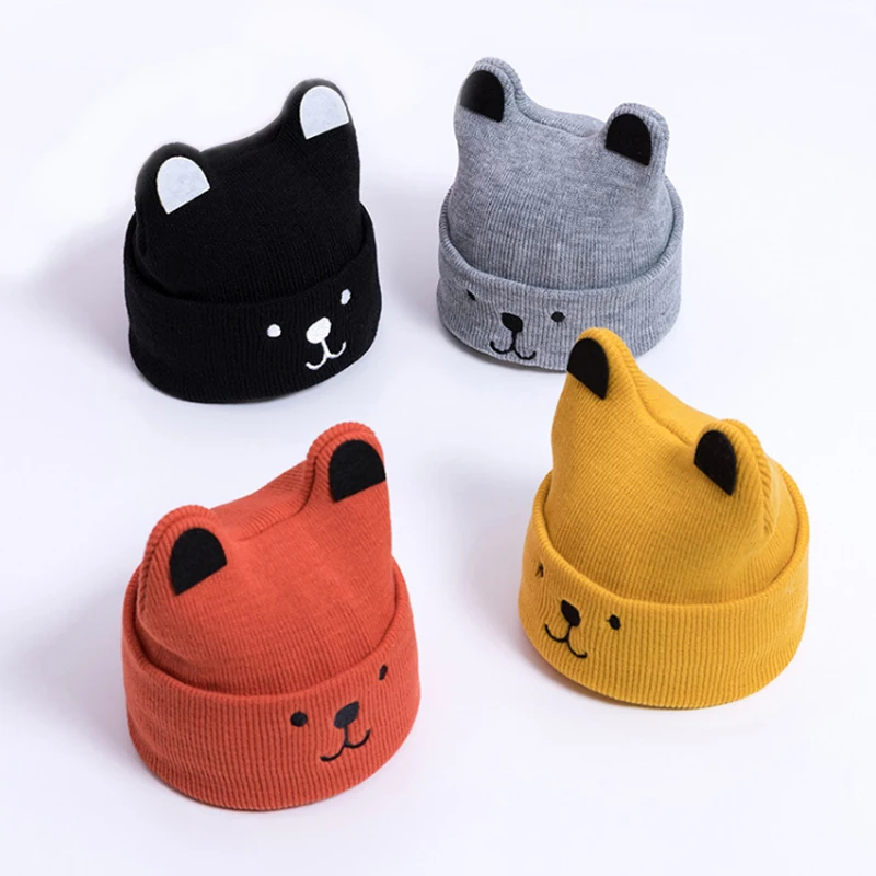 

Warm Comfortable Baby Hat Cute Cartoon Bear Baby Cap Ears Hat For Girls Boys Unisex Infant Autumn Winter Knit Cap