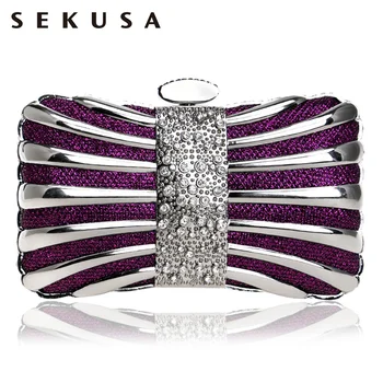 

SEKUSA Luxurious Women Evening Clutches Bags Diamonds Wedding Party Handbags Chain Shoulder Lady Purse