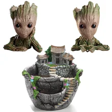 Succulent Plants Planter Flowerpot Resin Flower Pot Desktop Potted Holder Groot Home Garden Decoration Plants Holder