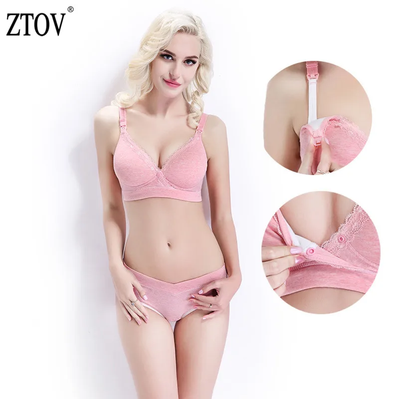 

ZTOV Maternity nursing bra+underwear Lace Breastfeeding bra for Pregnant women Pregnancy Underwear Clothes Panties Bra sets