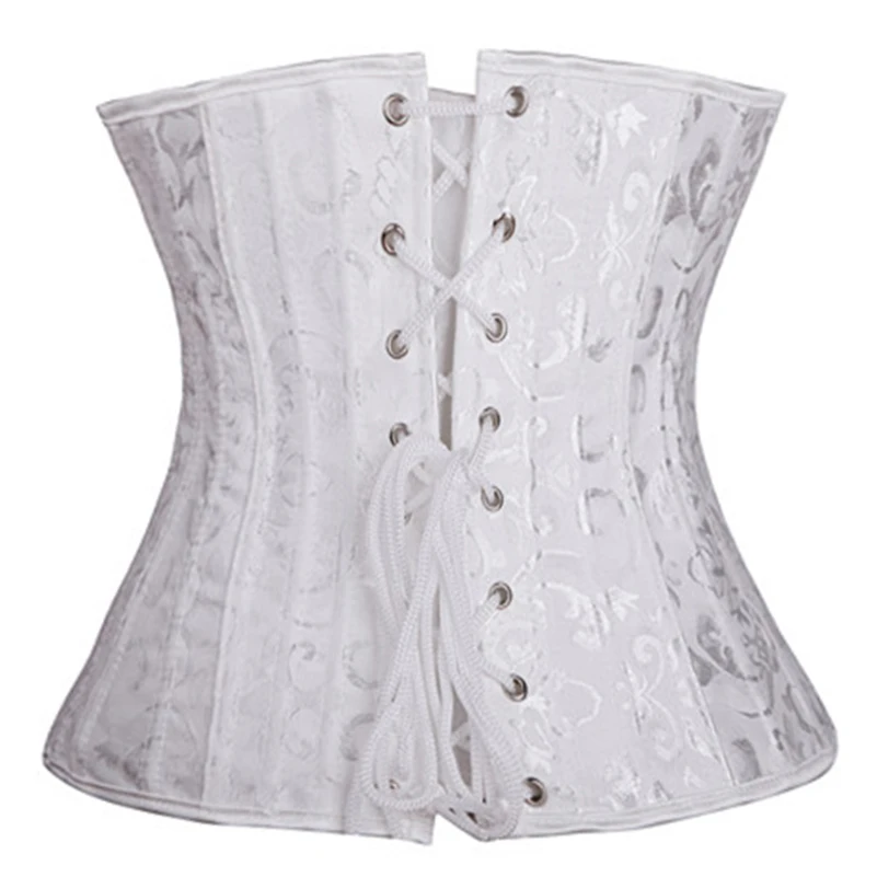 Ceny X 28 stalowy bez kości pas wyszczuplający w talii gorsety i gorsety gorset pod biustem gotycki gorset seksowne body wyszczuplające czarny biały espartilho