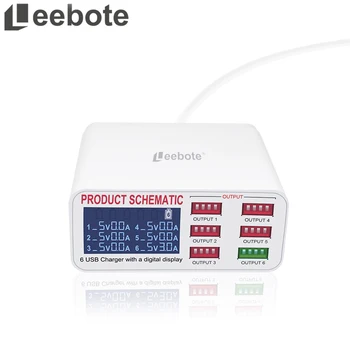 

Leebote Multiple USB Charger Portable Quick Charger 6 Port USB Socket with LCD Display for Smart Mobile Phone QC 3.0 Charger