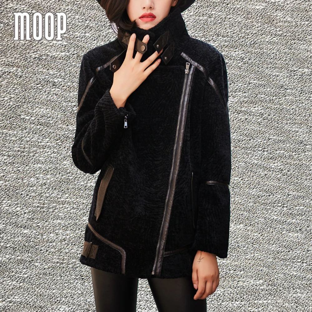 Couro Pic Femmes Peau D'hiver De Pour Noir Vestes Spliced Tondus Lt1064 Véritable Manteaux Per Moto Cuir Black Mouton En Jaqueta Cw0xxqZHz
