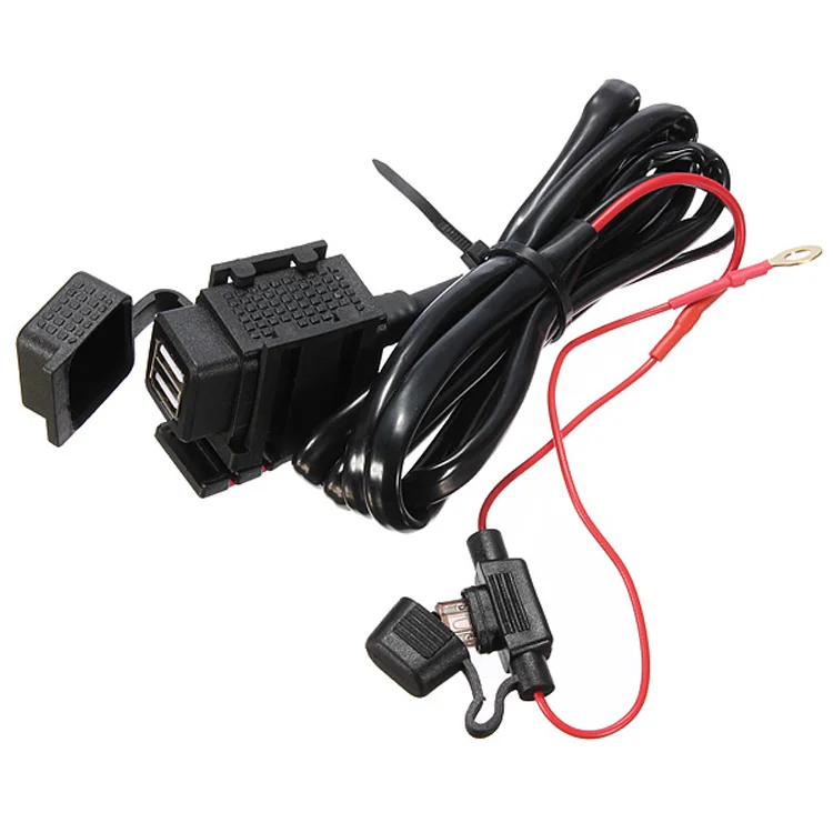 

IZTOSS motocycle waterproof Double USB Power System Charger Adapter Socket Plug Cable 12V 5V freeshiping