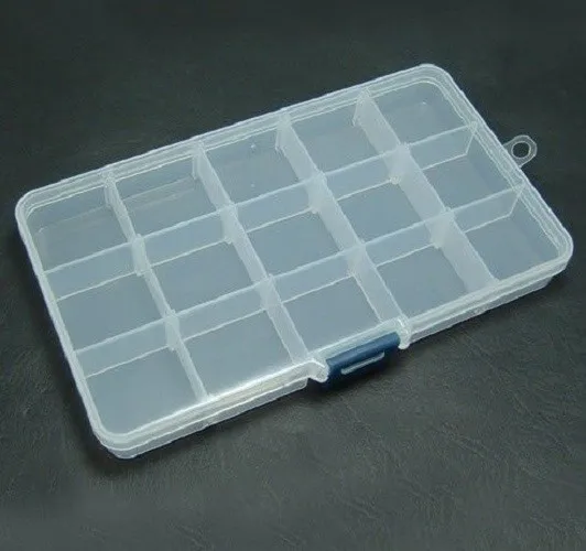 

15 Slot High Quality Plastic Display Storage beads Case Box Adjustable for jewelry nail art