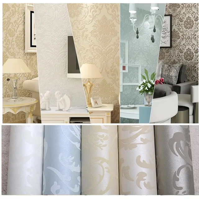 Aliexpress.com : vlies europäischen glänzend stilvolle blau beige ...