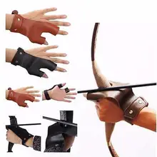 Кожа левая рука стрельба из лука стрелка лук Охота Стрельба Защитный палец протектор Защита два пальца защитные перчатки