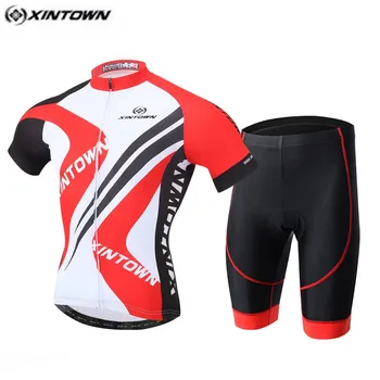 

XINTOWN Men Cycling Jersey Bib Shorts Sets White Red Pro mtb Bike Clothing Suits Team Cycling Shirts Top Clothes Quick Dry