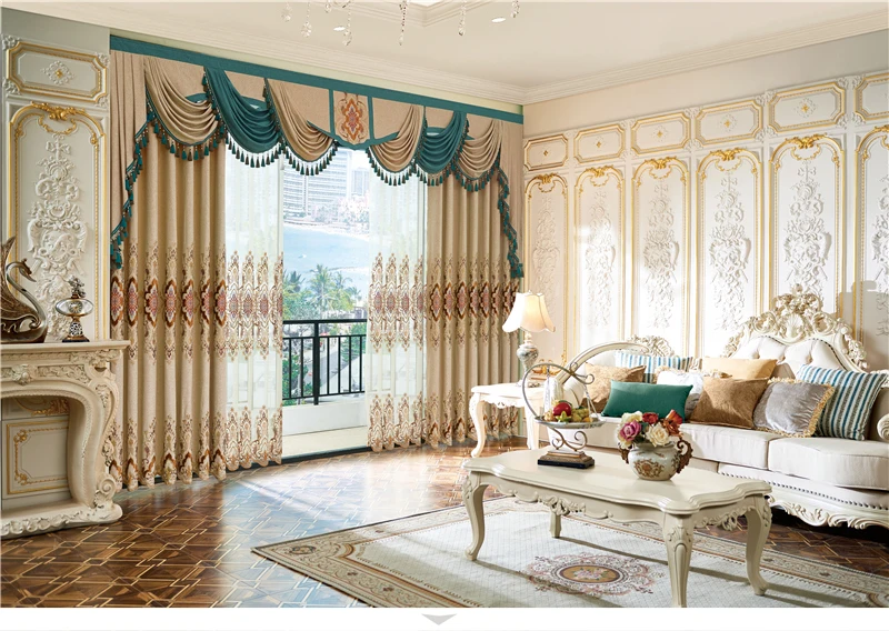 Европейская и американская Роскошная королевская вилла, вышитые занавески для гостиной, окна, декорированные, высокое качество, занавески для спальни