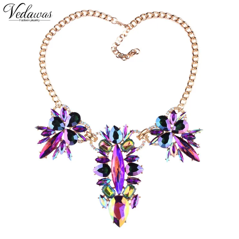 

Vedawas 2017 New Arrival Luxury Careful Rhinestone Statement Necklace 2 Colors Vintage Alloy Maxi Choker Necklace xg186