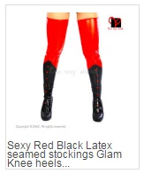 Meias de Látex de Borracha Metade da Panturrilha Abertos com os Pés de Borracha da Mangueira Sexy Knee High Vermelha Meias Desgaste Corte pé Xxxl Wz-009 1 Sexy knee high meias de Látex De
