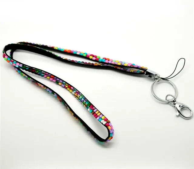 

New Product 1pcs Multi-color Bling Bling Lanyard Crystal Rhinestone Lanyard in Neck with Claw Clasp For ID Badge Holder