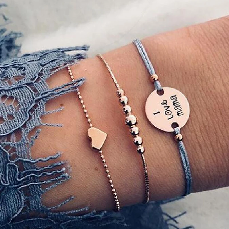

Bohemian retro English letters love beaded bracelets anklet multi-layer fashion bracelet DIY handmade gifts 4teile/satz VB992